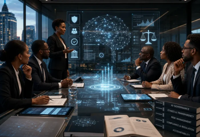 AI governance in modern boardroom setting